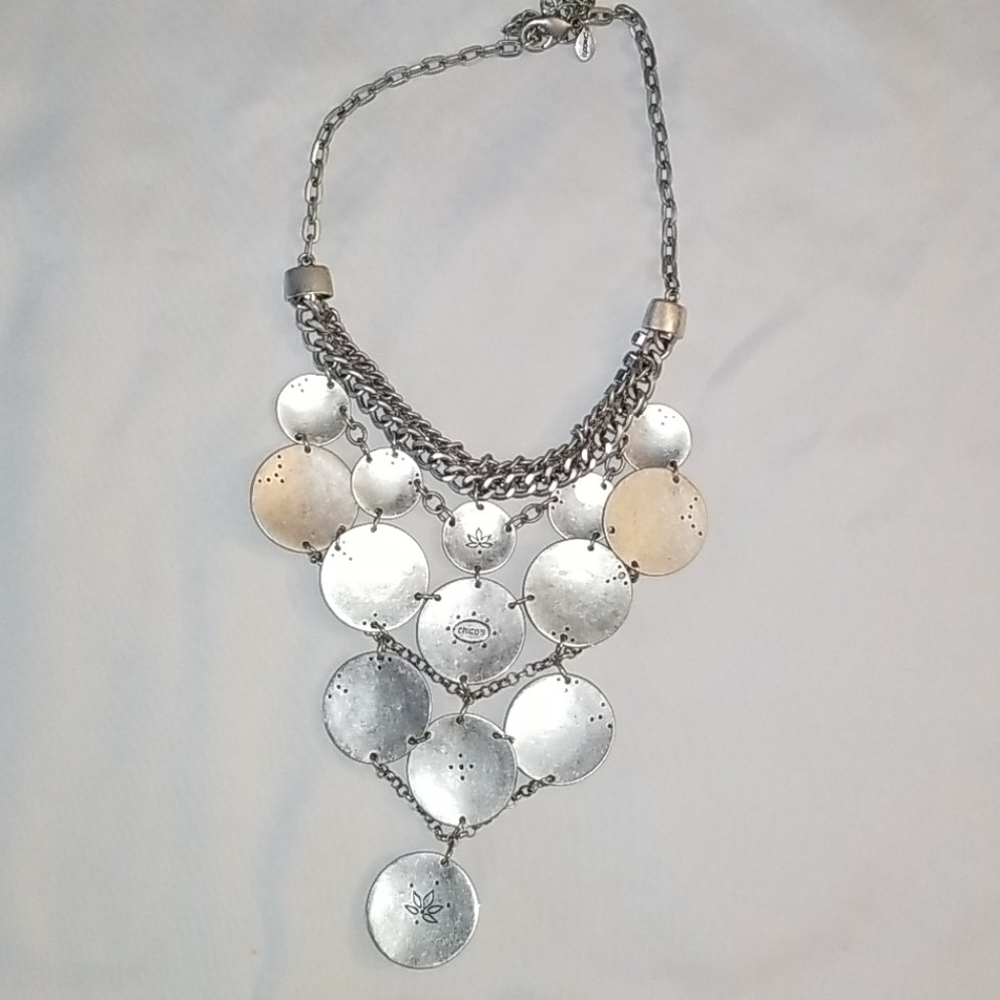 Chico's statement bibb necklace silver tone. Gorgeous! - Picture 6 of 8